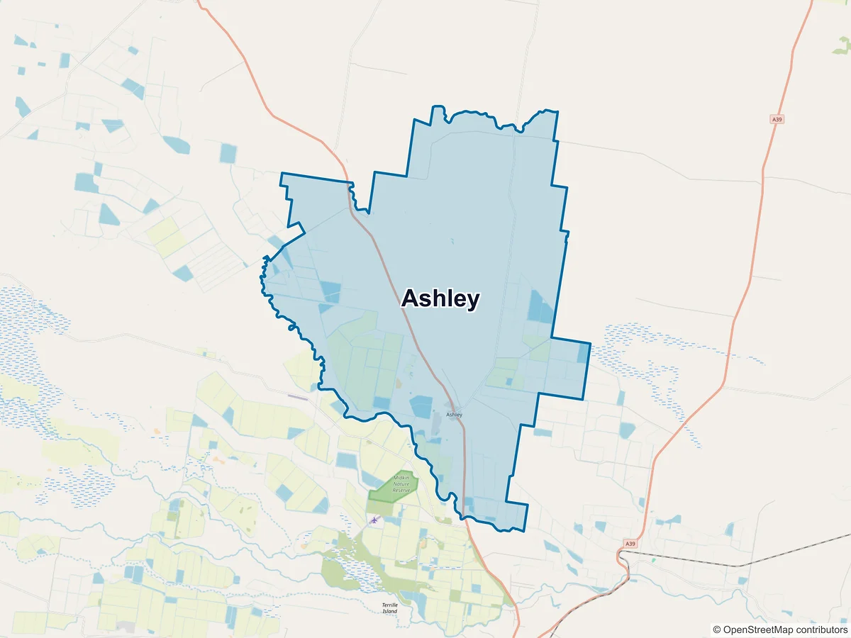 Map of Ashley, NSW, Australia