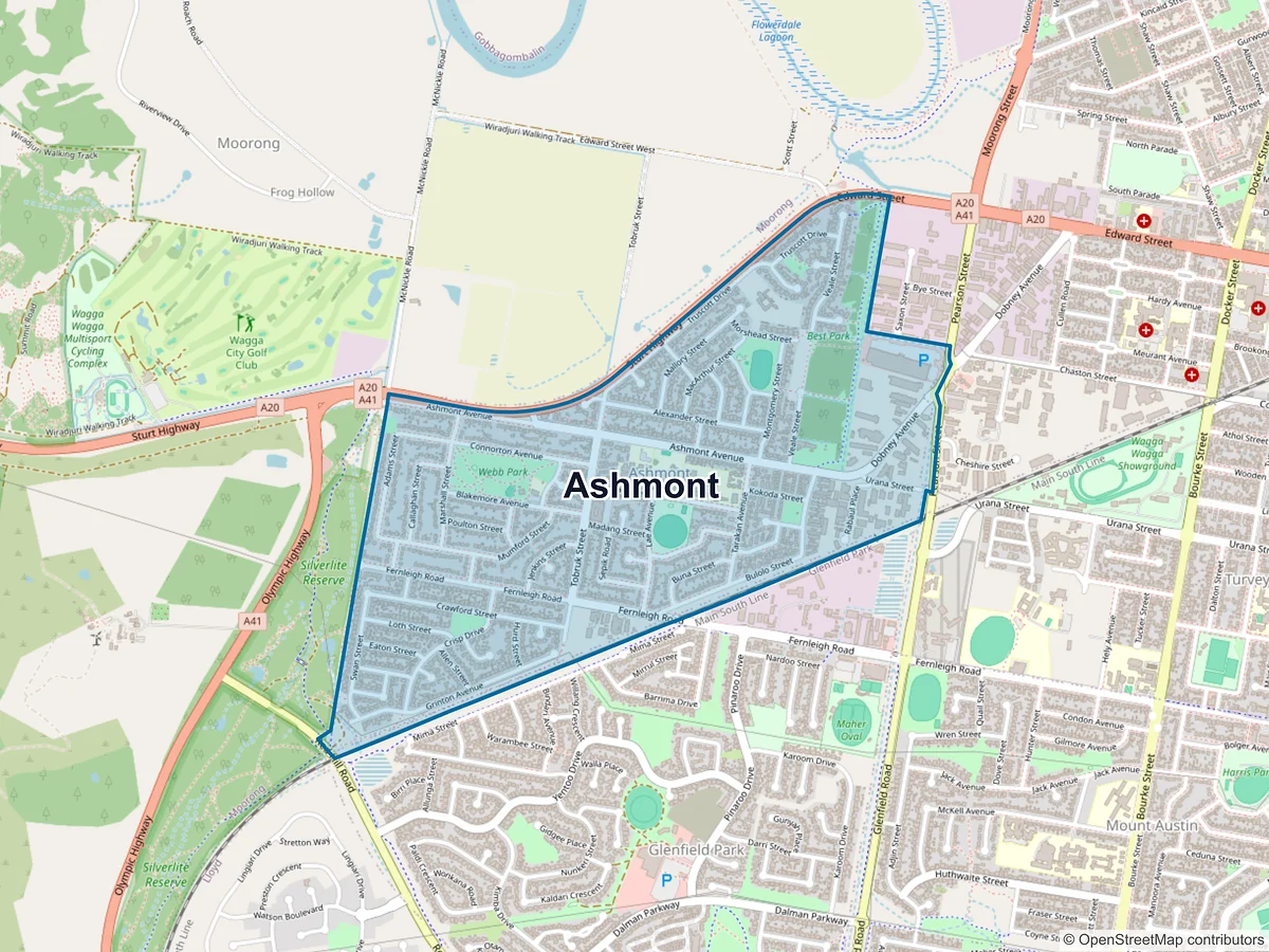 Map of Ashmont, NSW, Australia