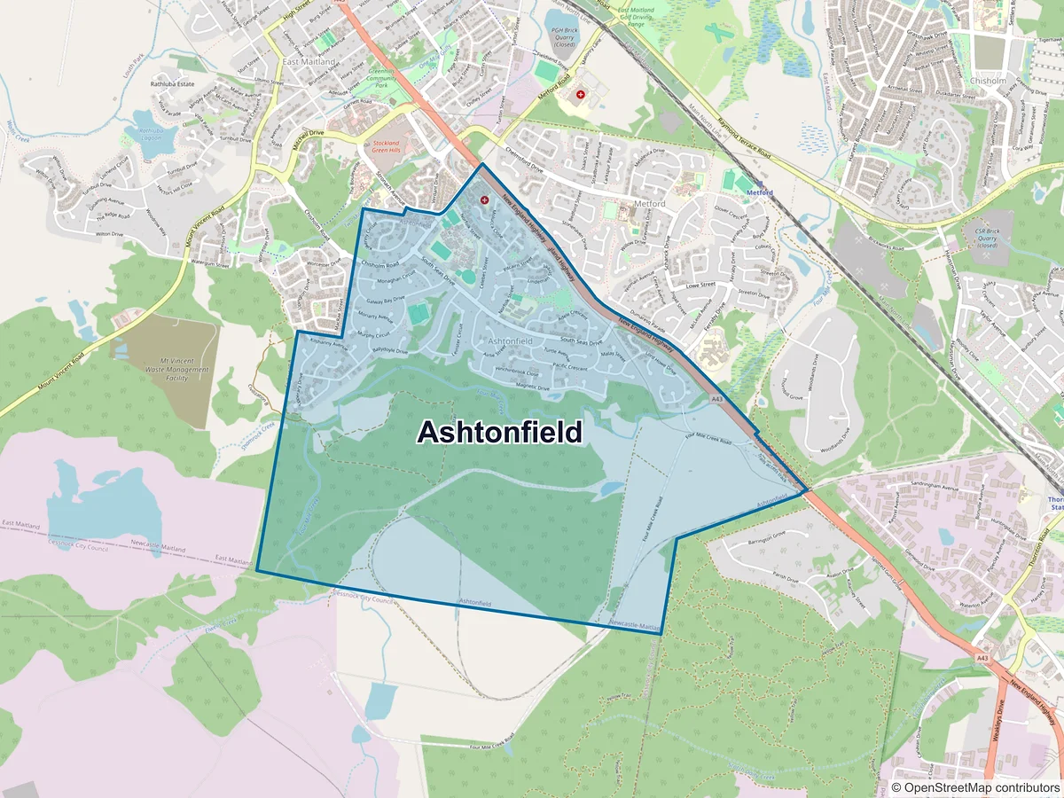 Map of Ashtonfield, NSW, Australia