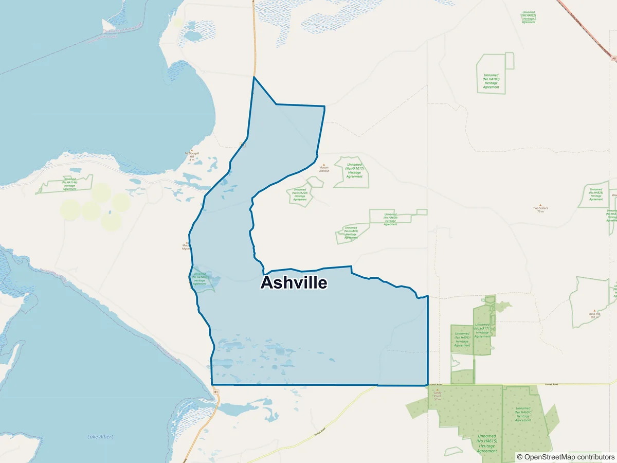 Map of Ashville, SA, Australia