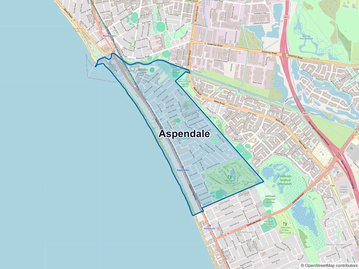 Map of Aspendale, VIC, Australia