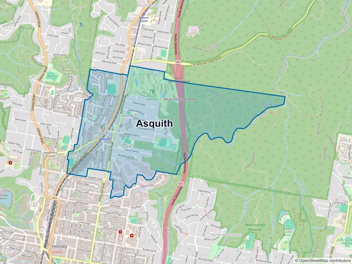 Map of Asquith, NSW, Australia