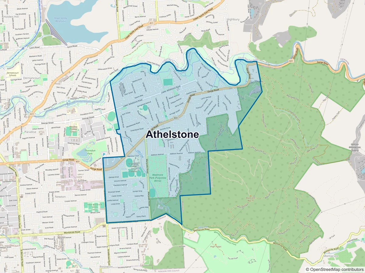 Map of Athelstone, SA, Australia