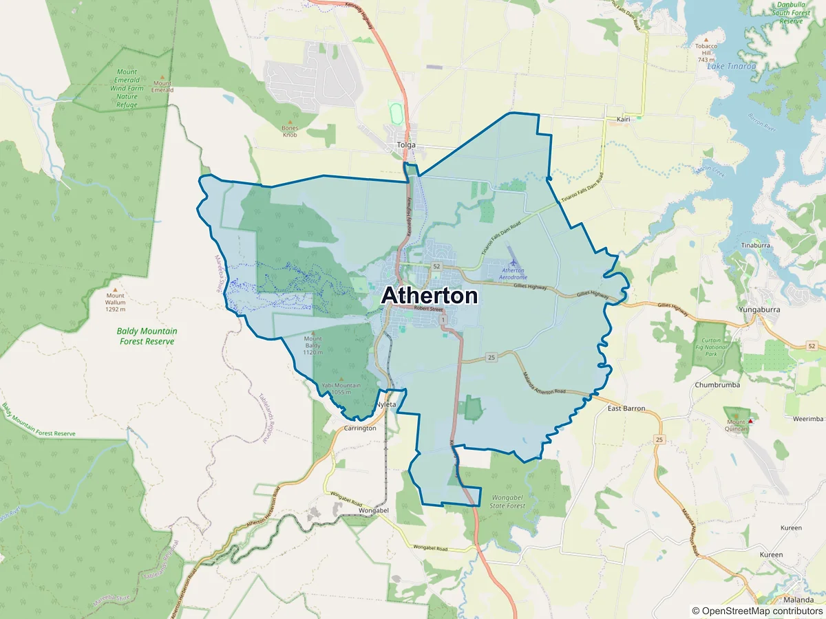 Map of Atherton, QLD, Australia