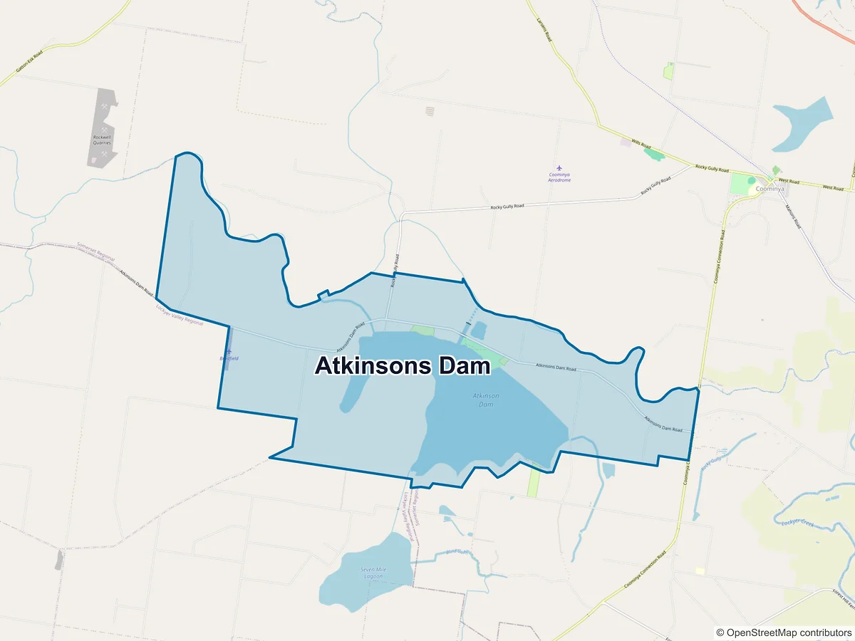 Map of Atkinsons Dam, QLD, Australia