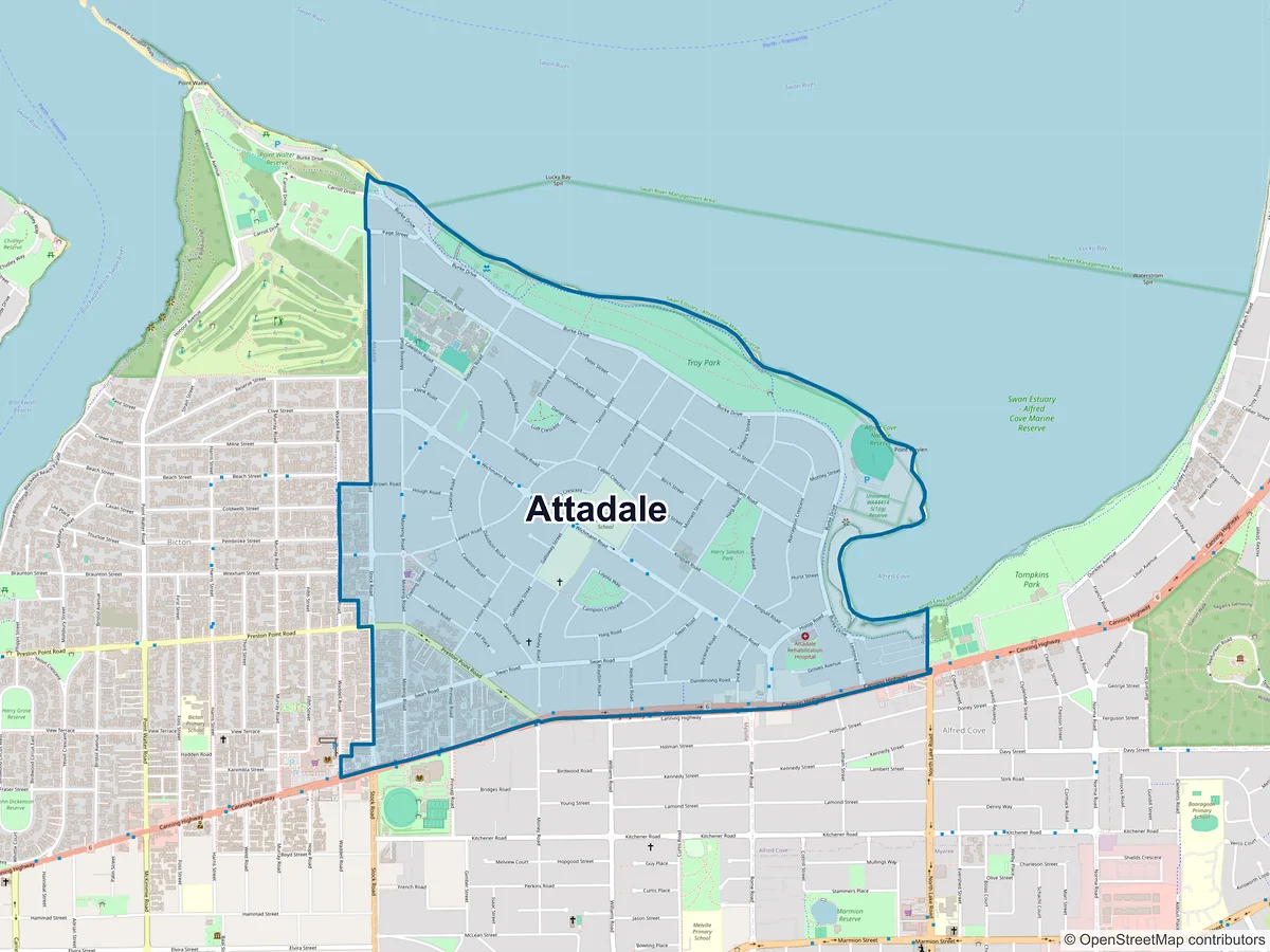 Map of Attadale, WA, Australia