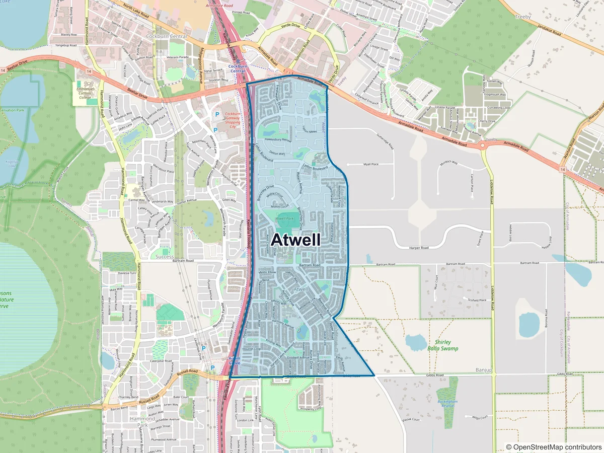 Map of Atwell, WA, Australia