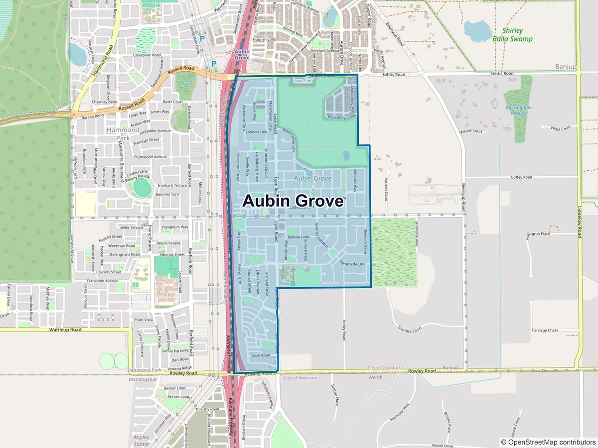 Map of Aubin Grove, WA, Australia