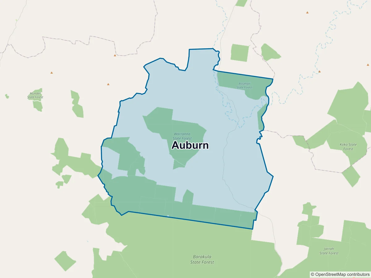 Map of Auburn, QLD, Australia