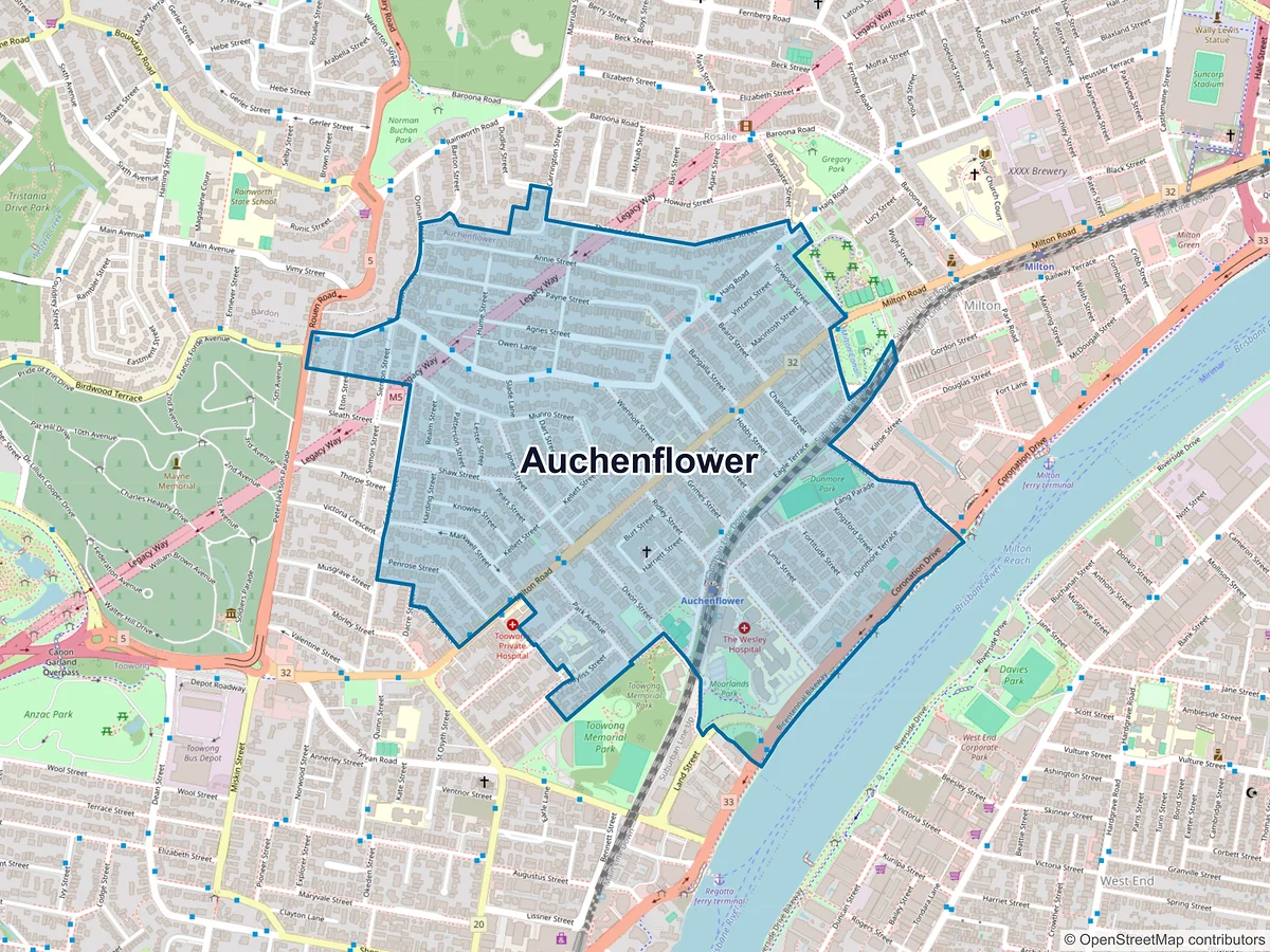 Map of Auchenflower, QLD, Australia