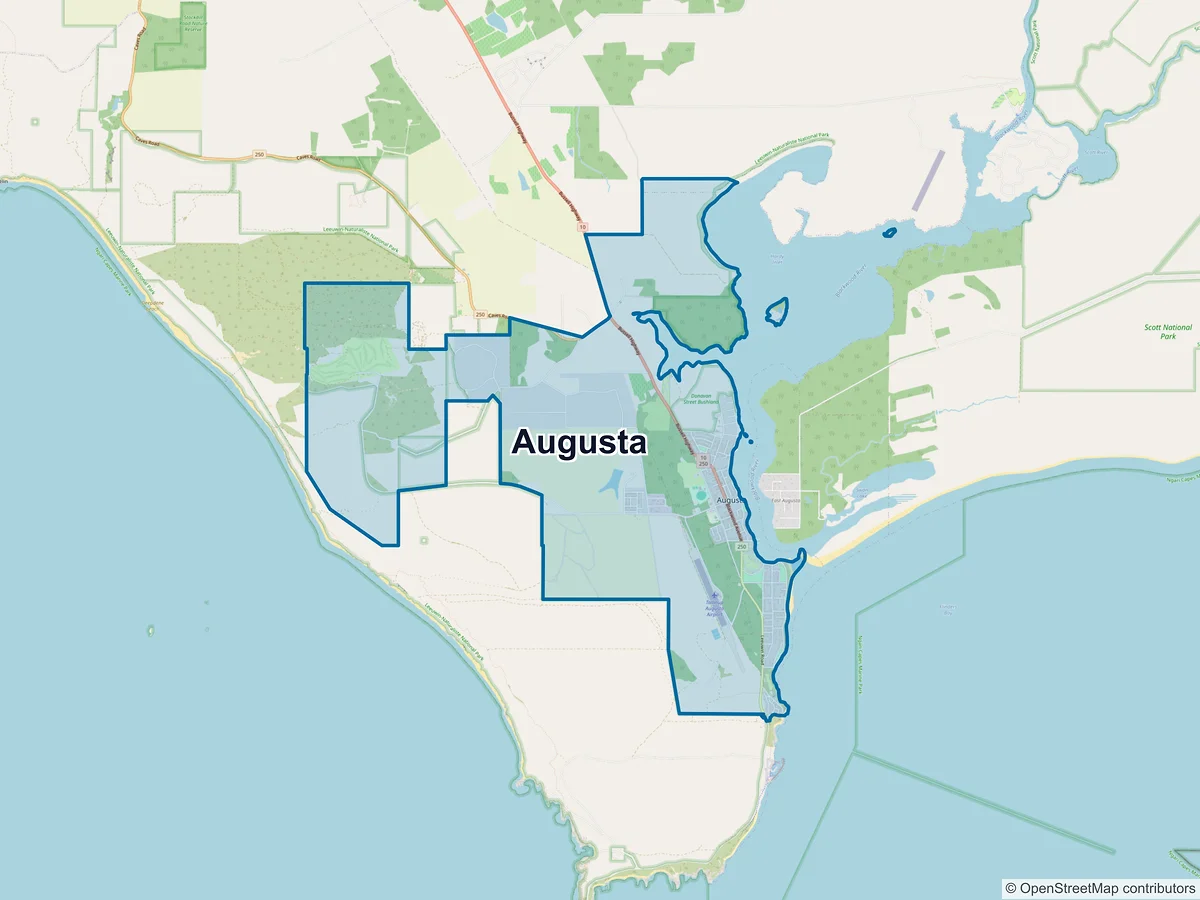 Map of Augusta, WA, Australia