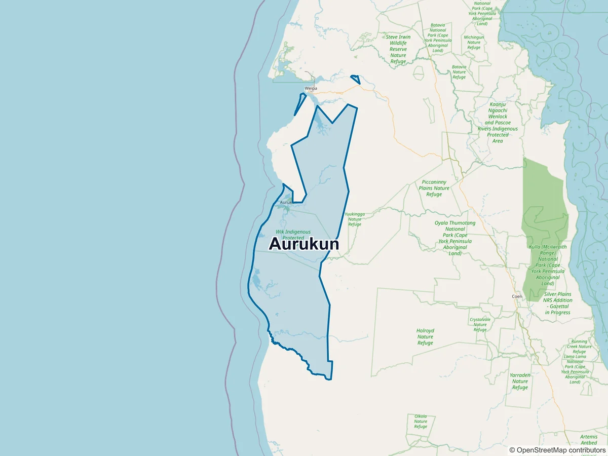 Map of Aurukun, QLD, Australia