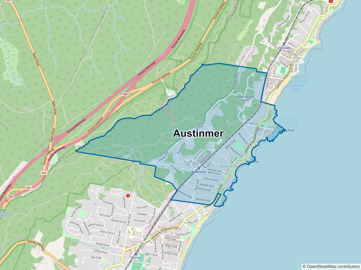 Map of Austinmer, NSW, Australia