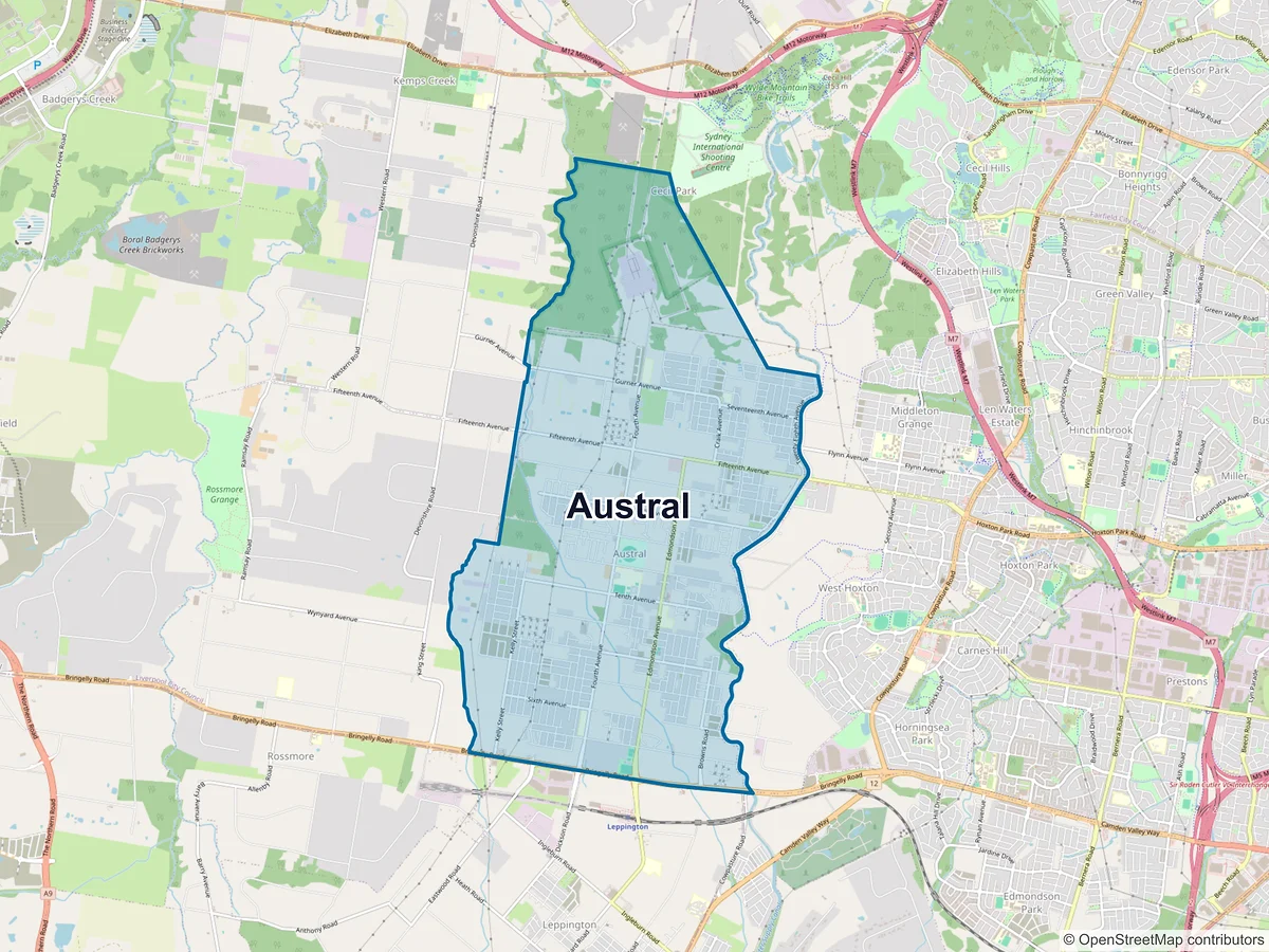 Map of Austral, NSW, Australia