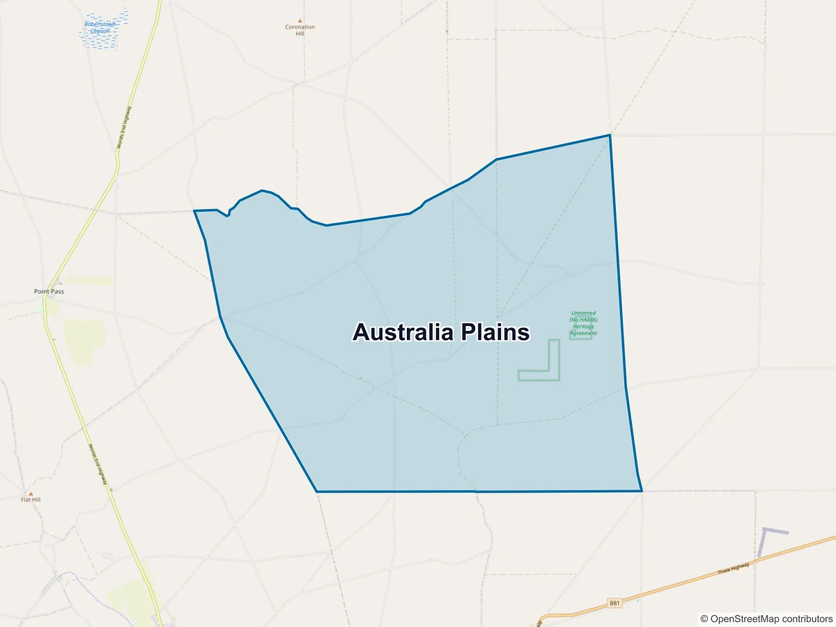 Map of Australia Plains, SA, Australia