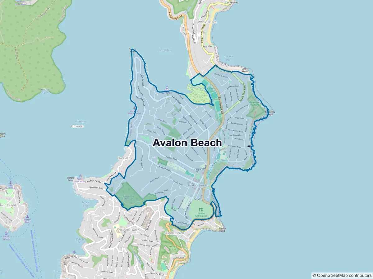 Map of Avalon Beach, NSW, Australia