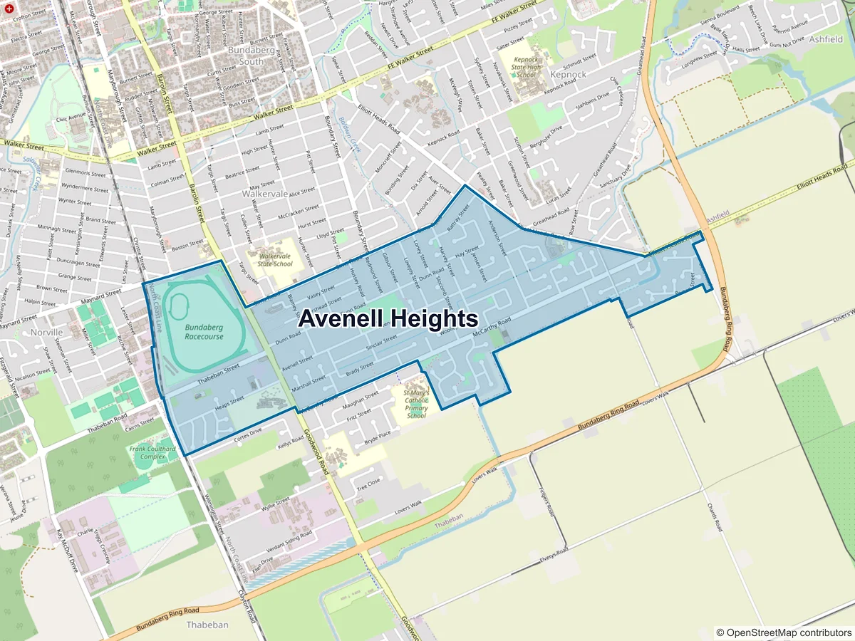 Map of Avenell Heights, QLD, Australia