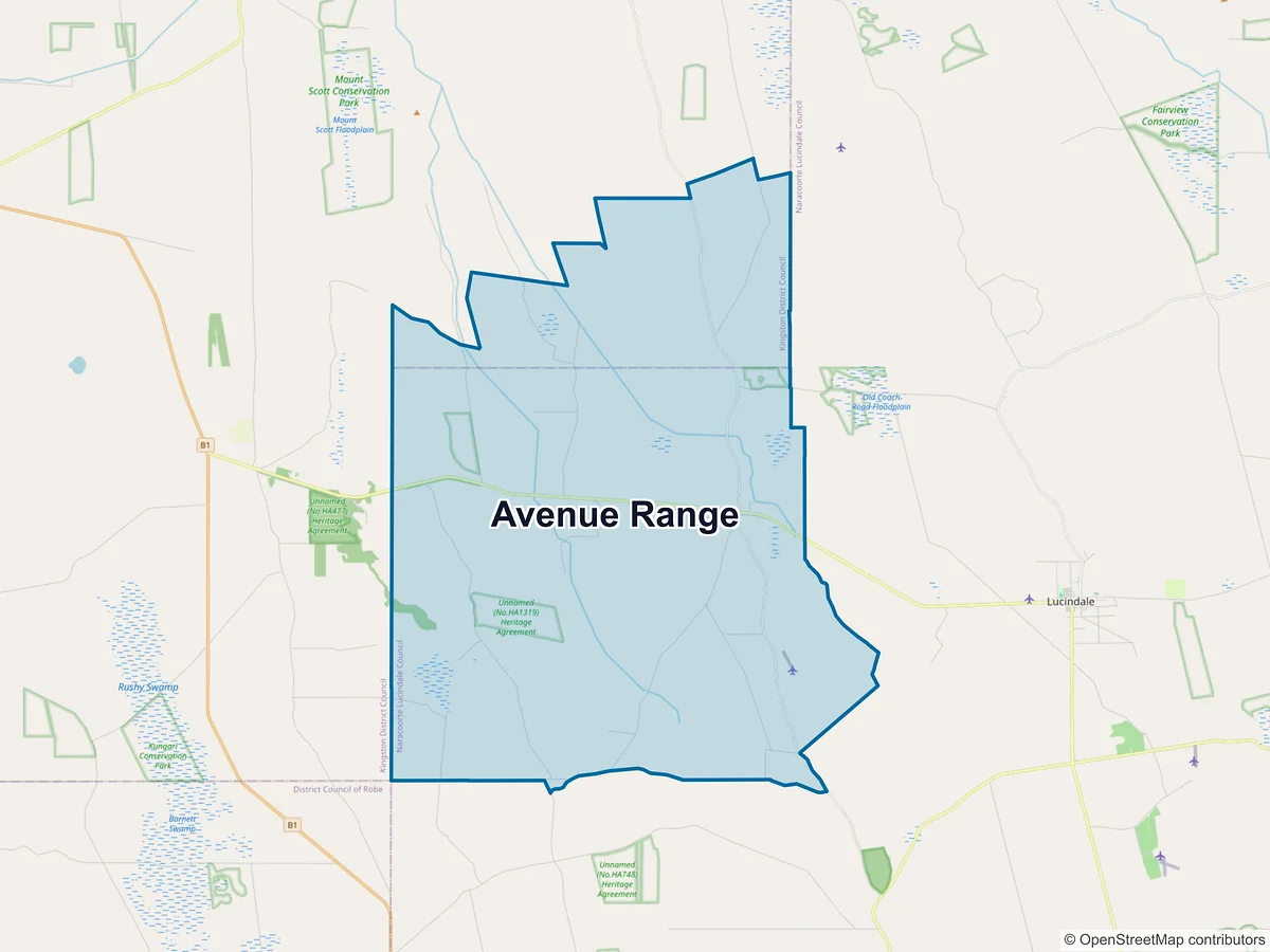 Map of Avenue Range, SA, Australia