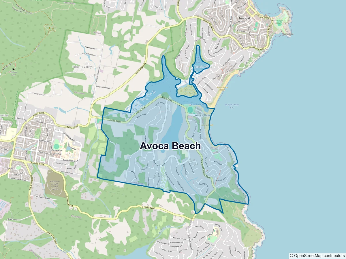 Map of Avoca Beach, NSW, Australia