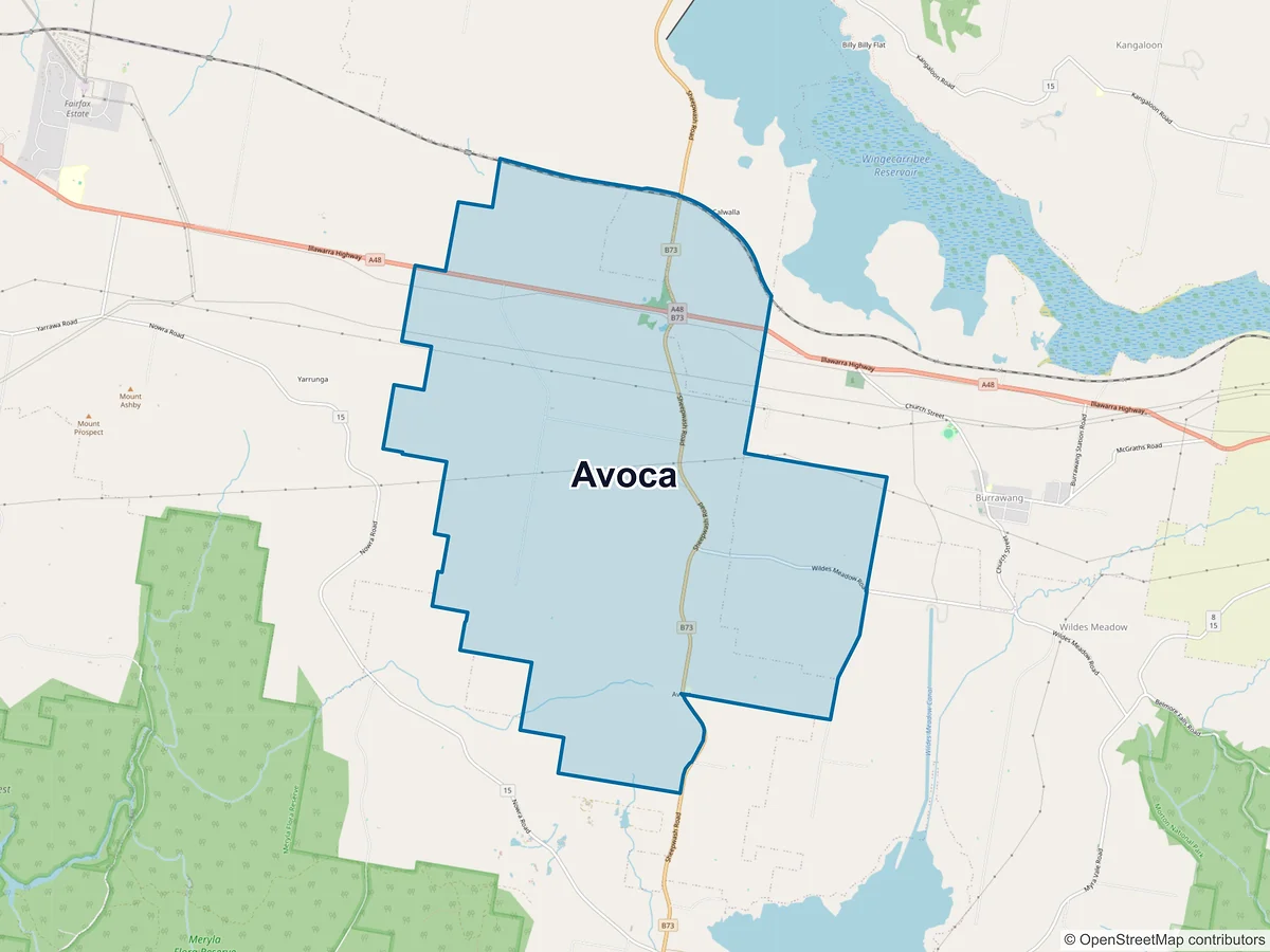 Map of Avoca, NSW, Australia