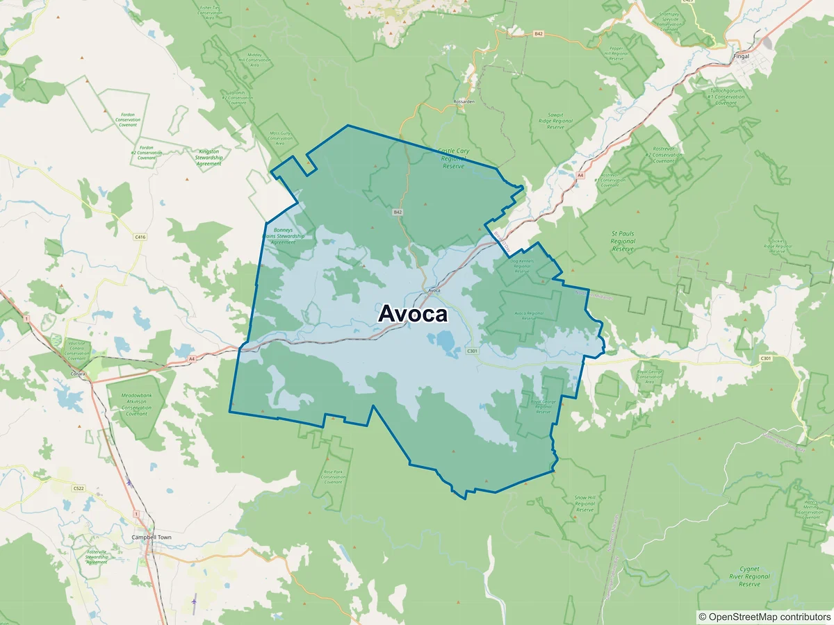 Map of Avoca, TAS, Australia