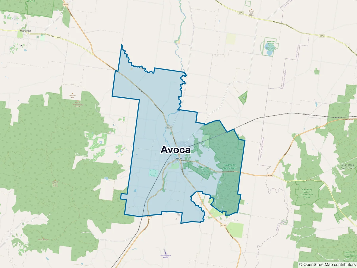 Map of Avoca, VIC, Australia
