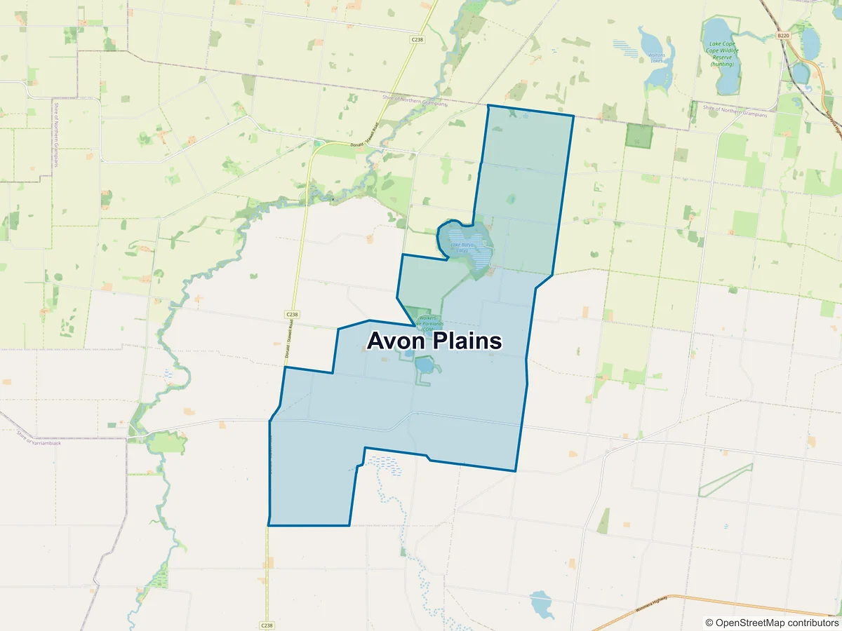 Map of Avon Plains, VIC, Australia