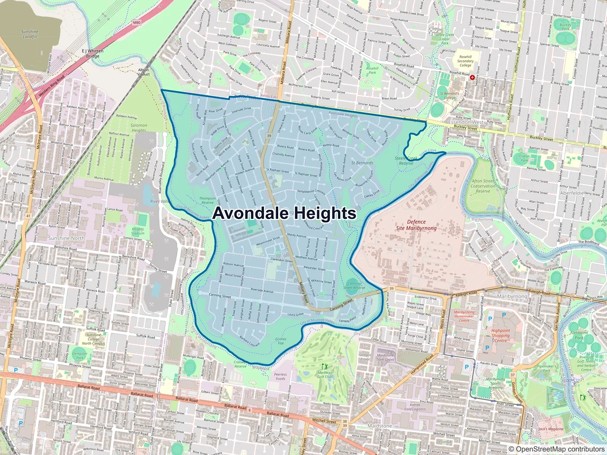 Map of Avondale Heights, VIC, Australia