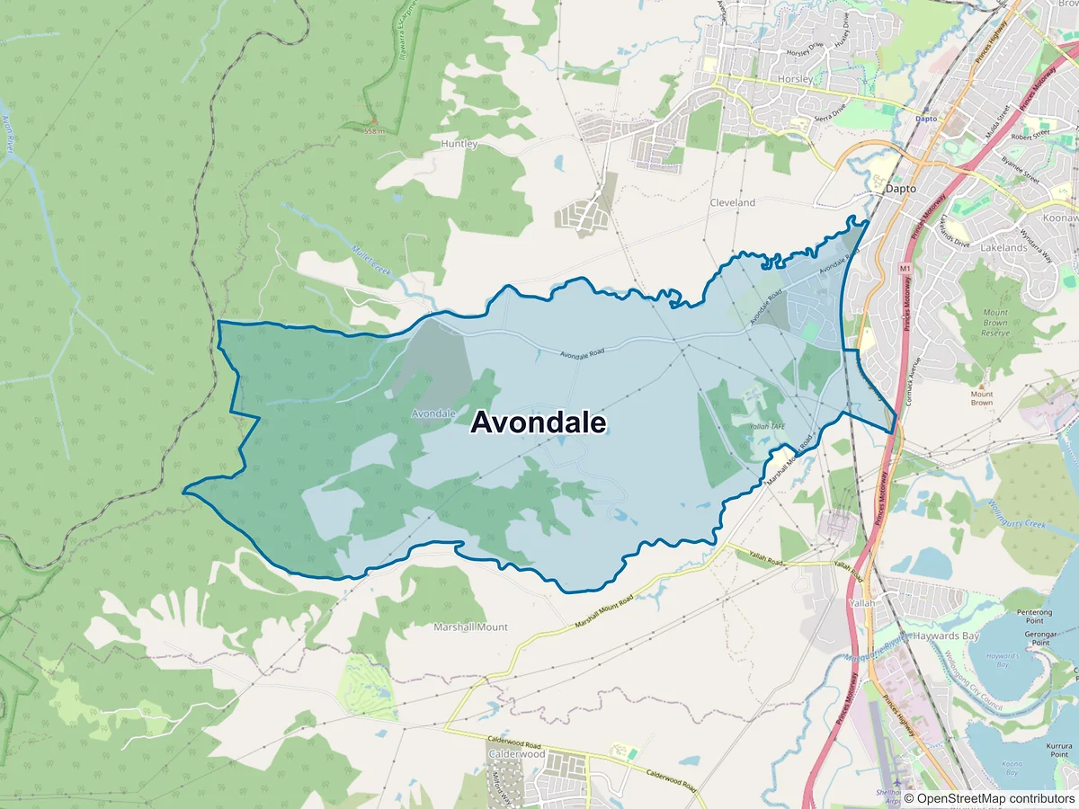 Map of Avondale, NSW, Australia