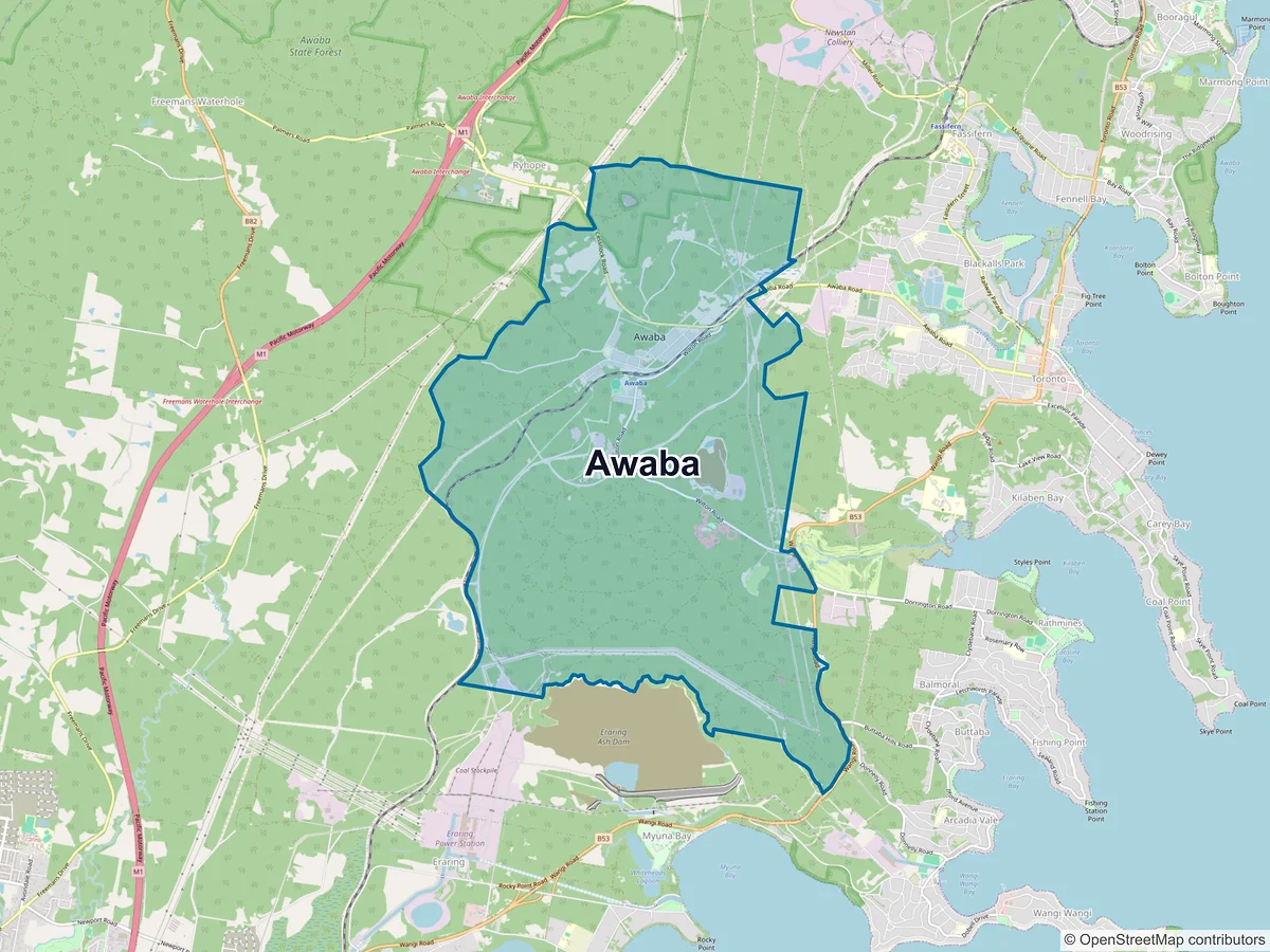 Map of Awaba, NSW, Australia