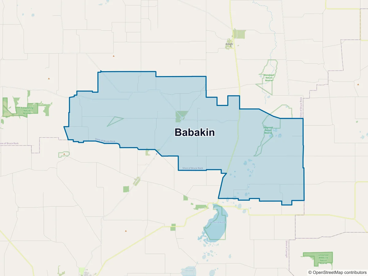 Map of Babakin, WA, Australia