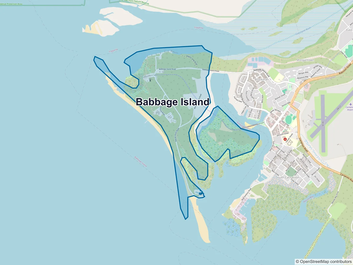 Map of Babbage Island, WA, Australia