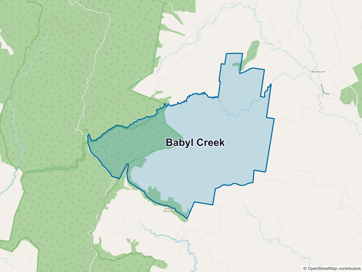 Map of Babyl Creek, NSW, Australia