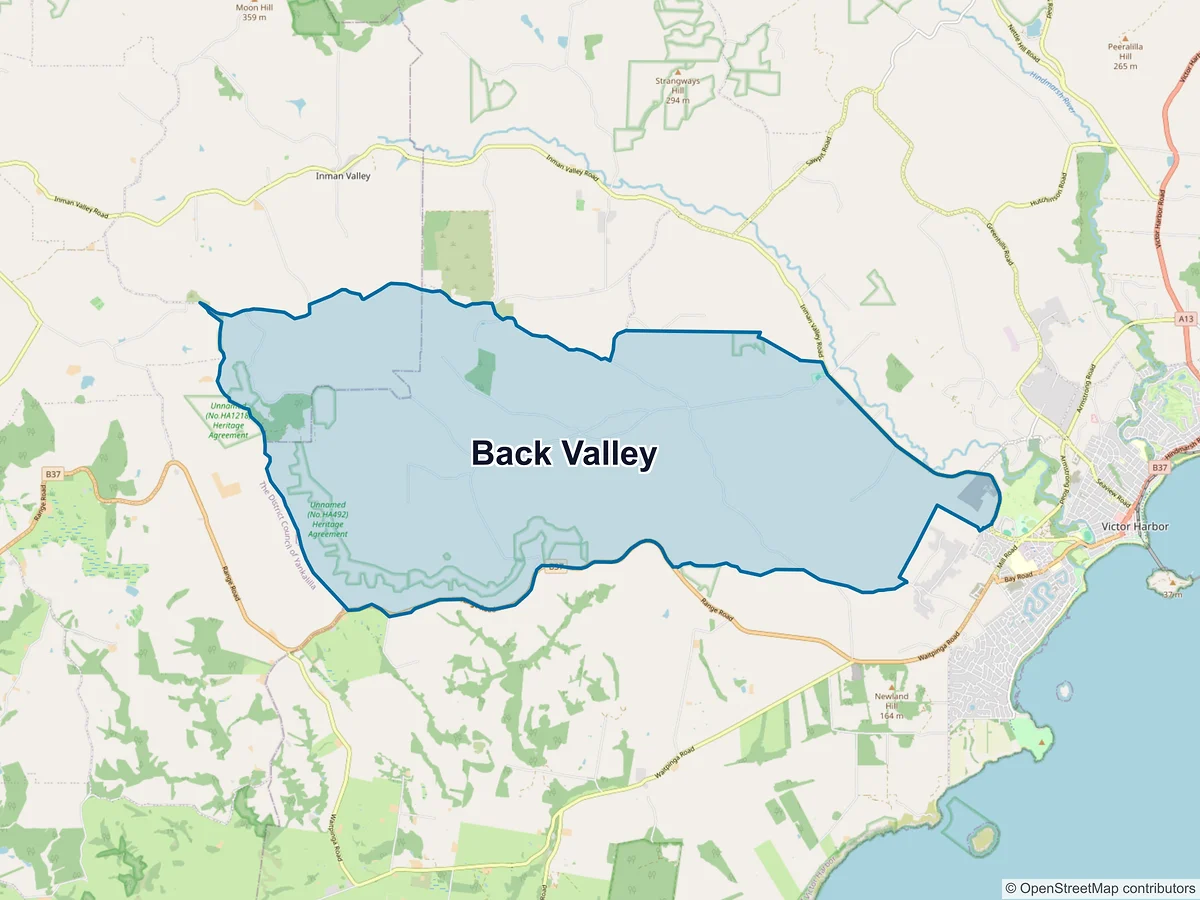 Map of Back Valley, SA, Australia
