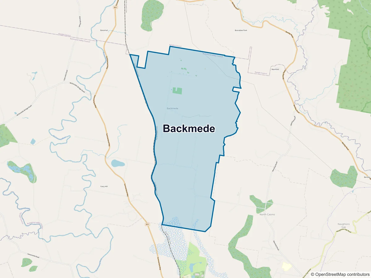 Map of Backmede, NSW, Australia