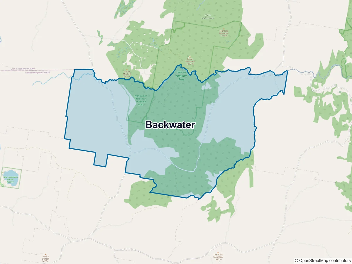 Map of Backwater, NSW, Australia