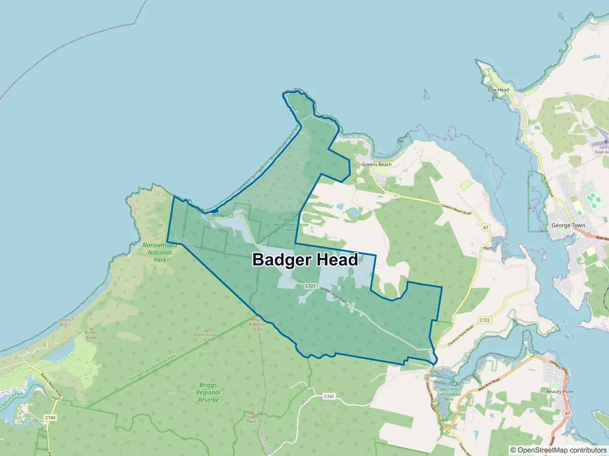 Map of Badger Head, TAS, Australia