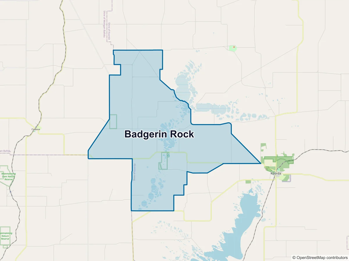 Map of Badgerin Rock, WA, Australia