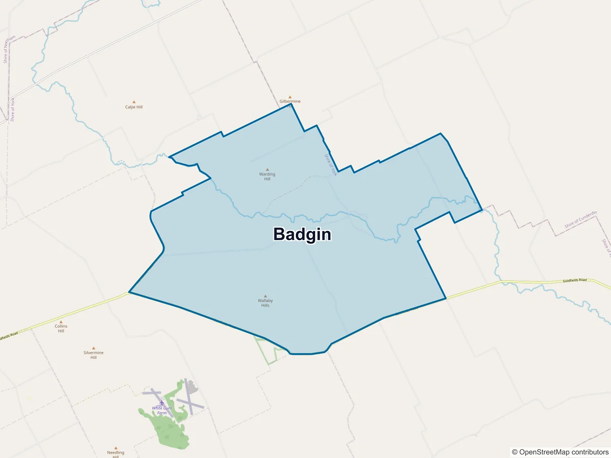 Map of Badgin, WA, Australia