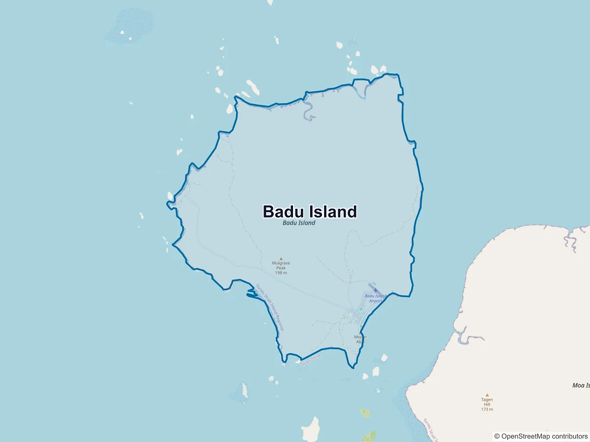 Map of Badu Island, QLD, Australia