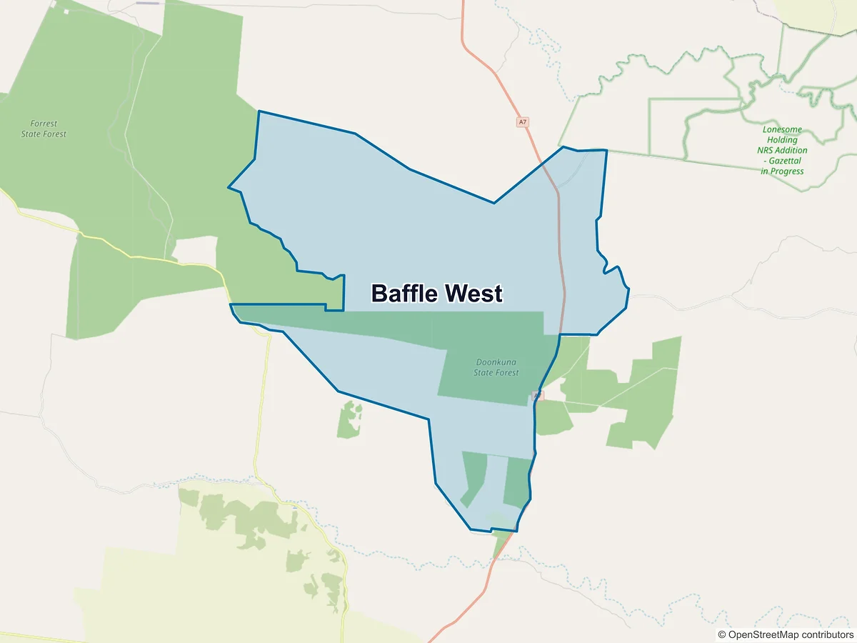 Map of Baffle West, QLD, Australia