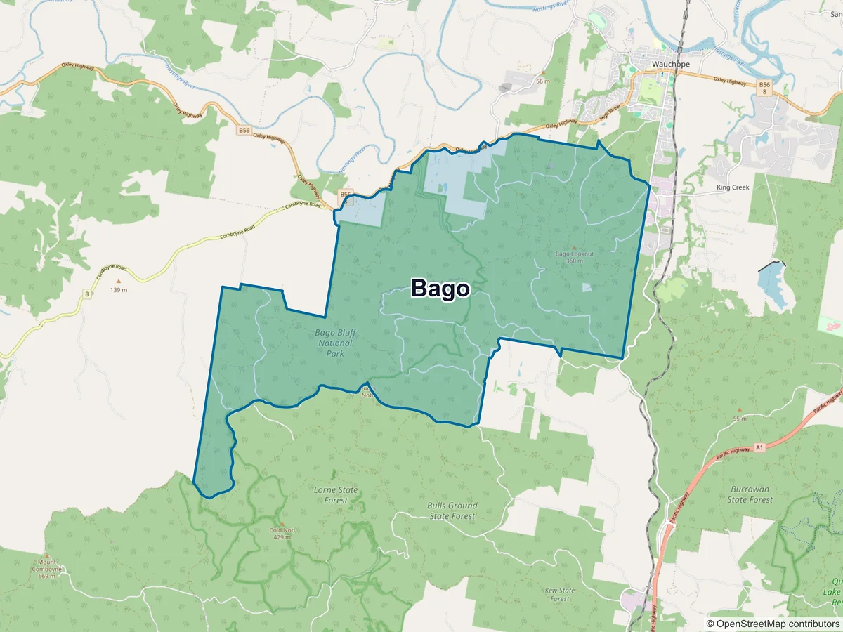 Map of Bago, NSW, Australia