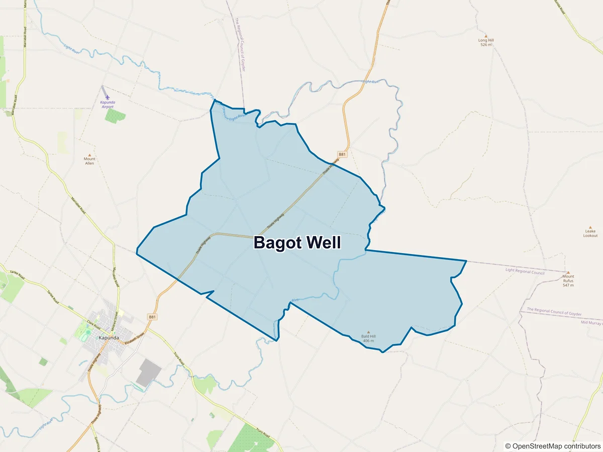 Map of Bagot Well, SA, Australia