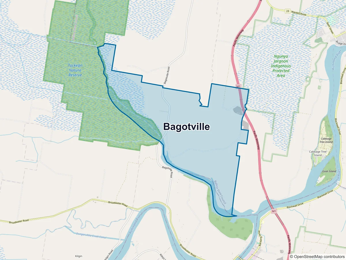 Map of Bagotville, NSW, Australia