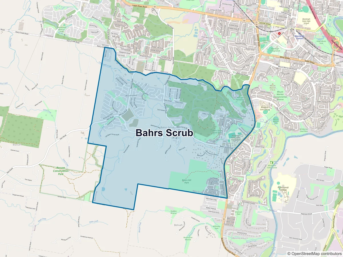 Map of Bahrs Scrub, QLD, Australia
