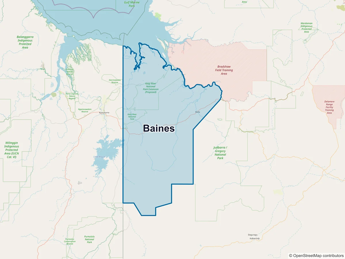Map of Baines, NT, Australia