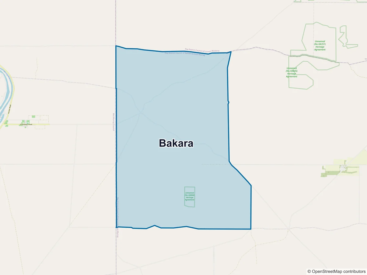 Map of Bakara, SA, Australia