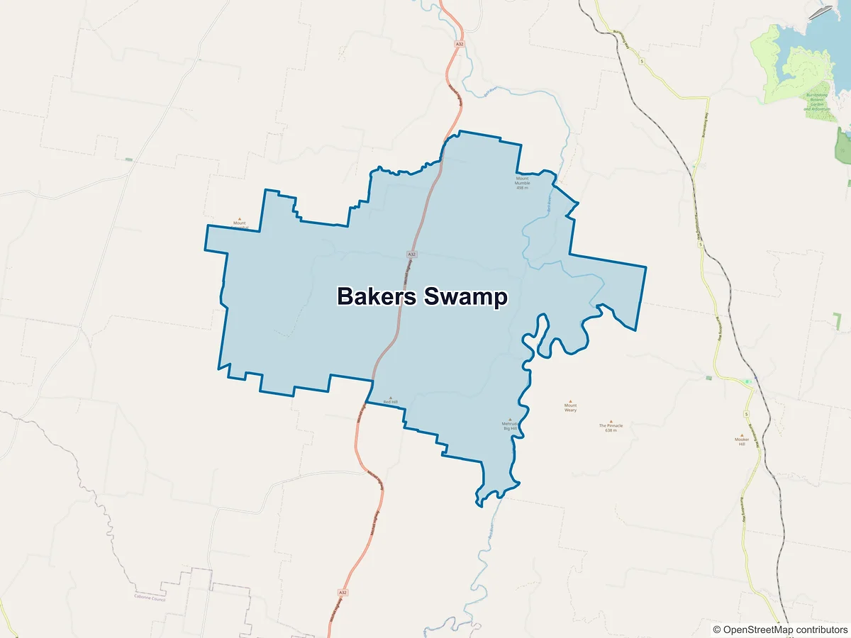 Map of Bakers Swamp, NSW, Australia