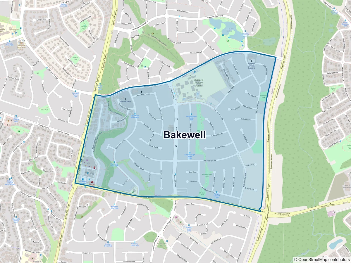 Map of Bakewell, NT, Australia