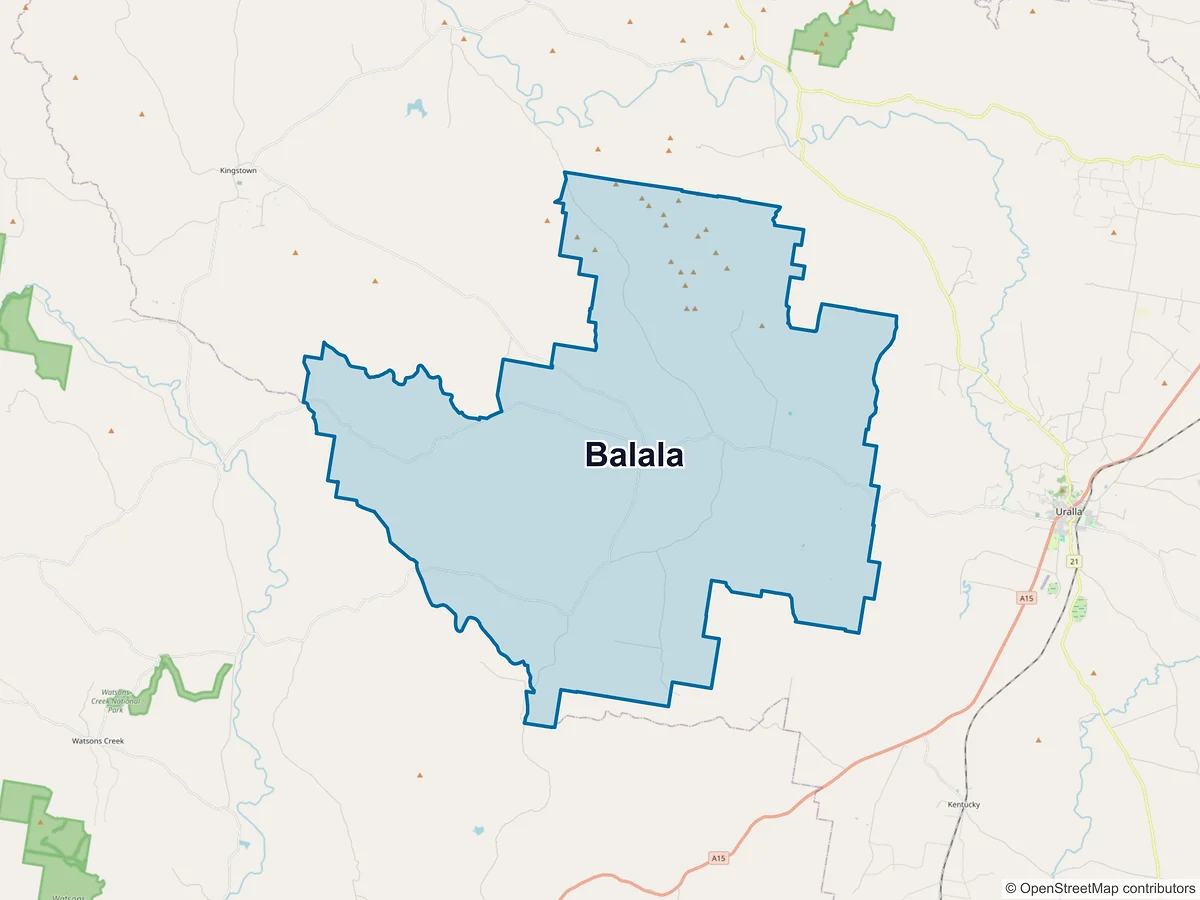 Map of Balala, NSW, Australia
